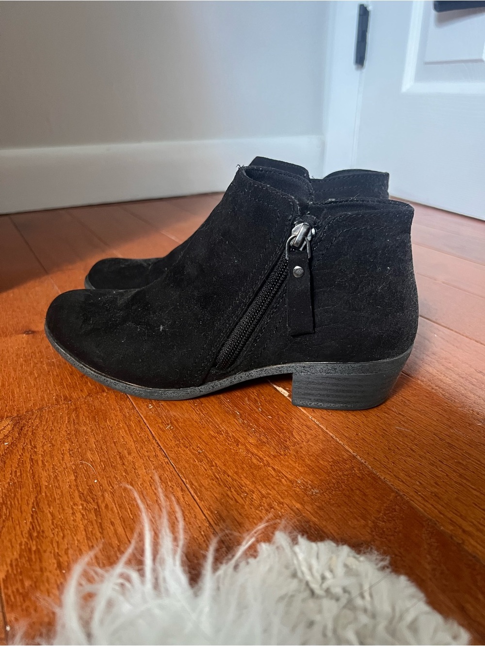 Black Suede Women's Ankle Booties - Classic Side-Zip